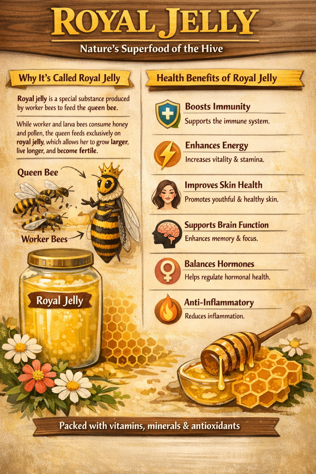 Royal Jelly health benefits infographic